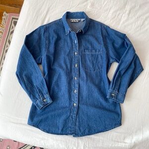 90s Vintage Denim Button Down Shirt M
